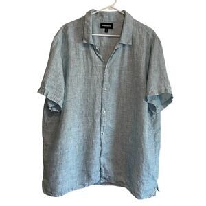 Bonobos Men's Linen Blue Short Sleeve Casual Button Down Shirt XXL Regular